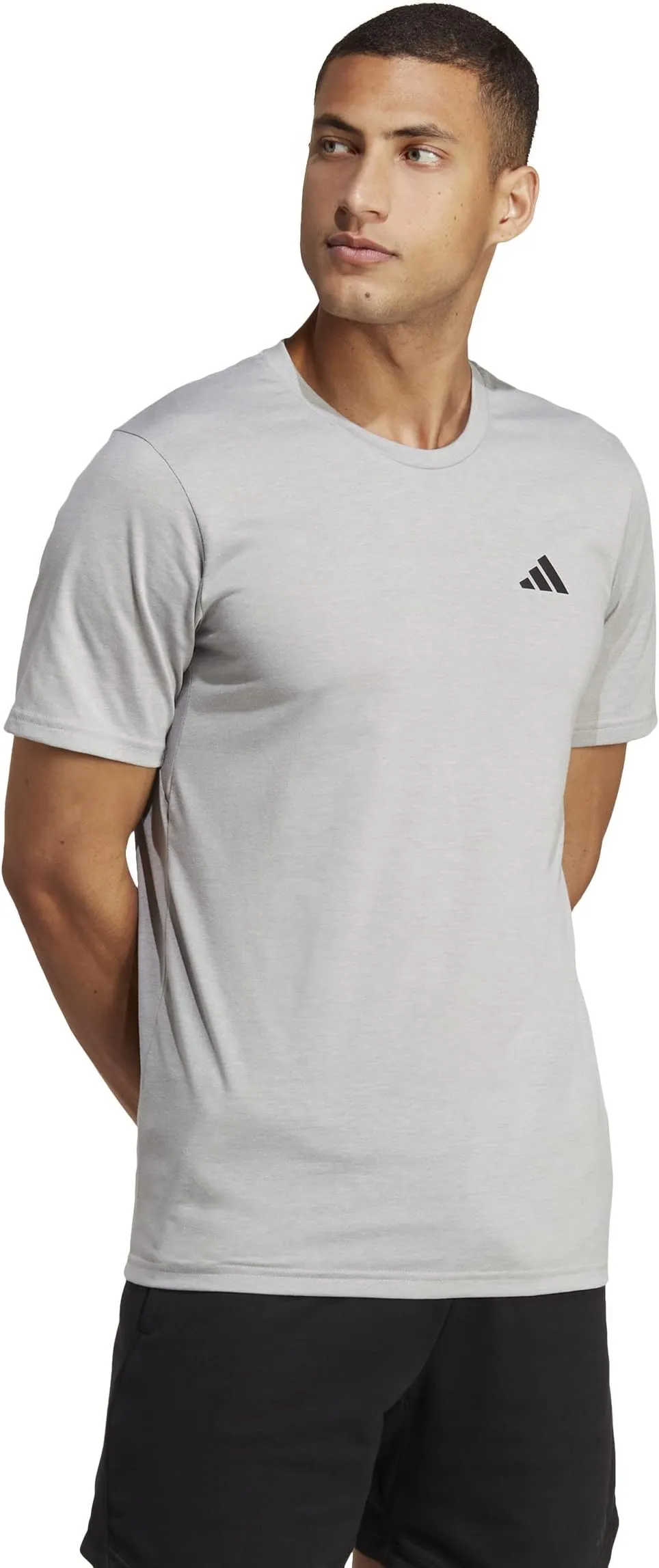 adidas Feel Ready Essentials Training T-Shirt, Medium Gray Heather/White/Black