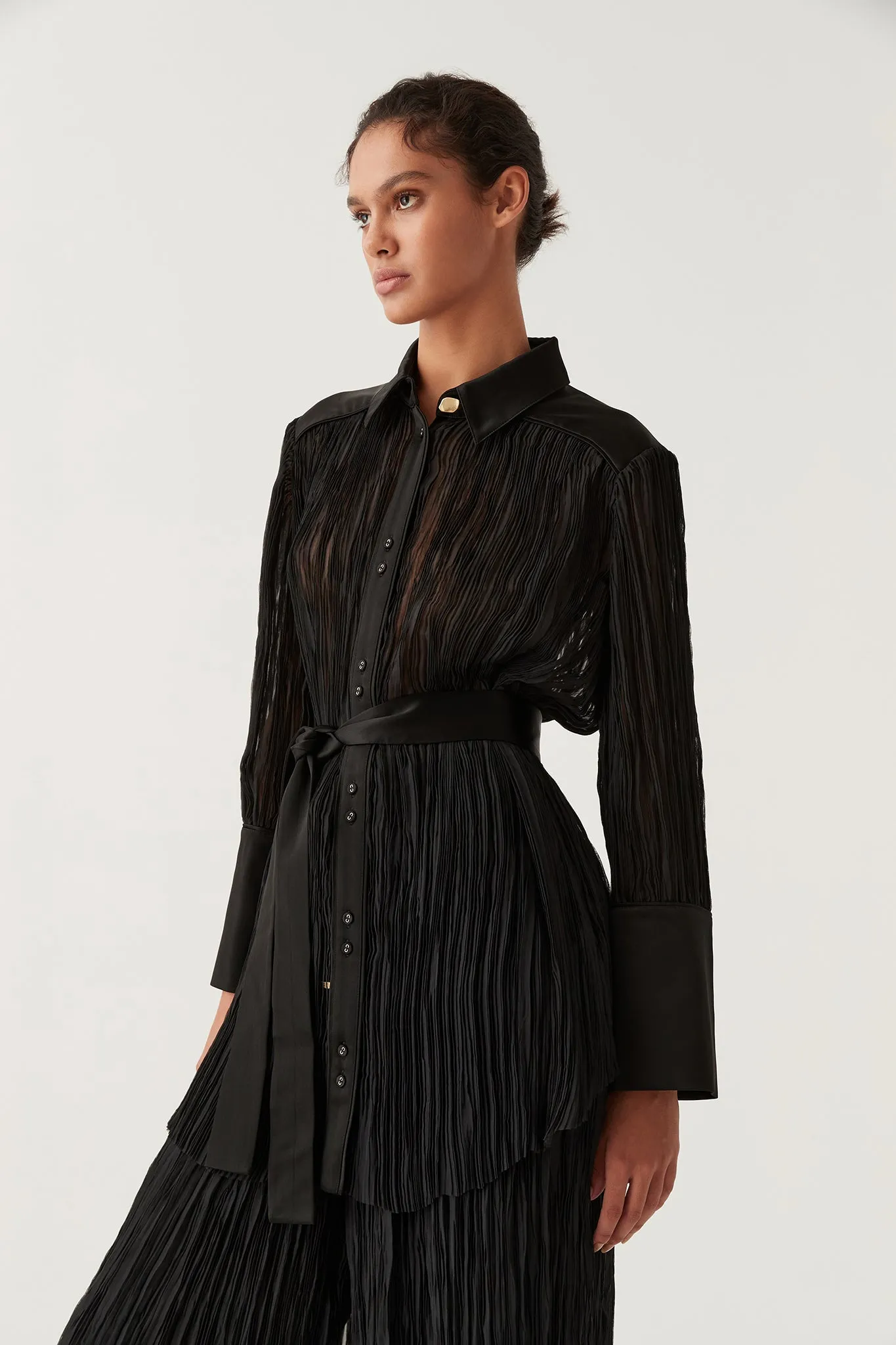 Aerial Oversized Pleated Shirt