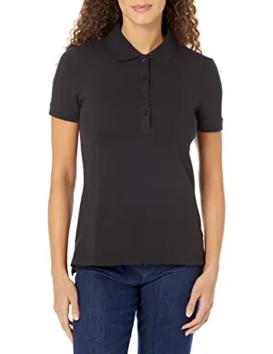 Amazon Essentials Women's Short Sleeve Polo Shirt Black X-small