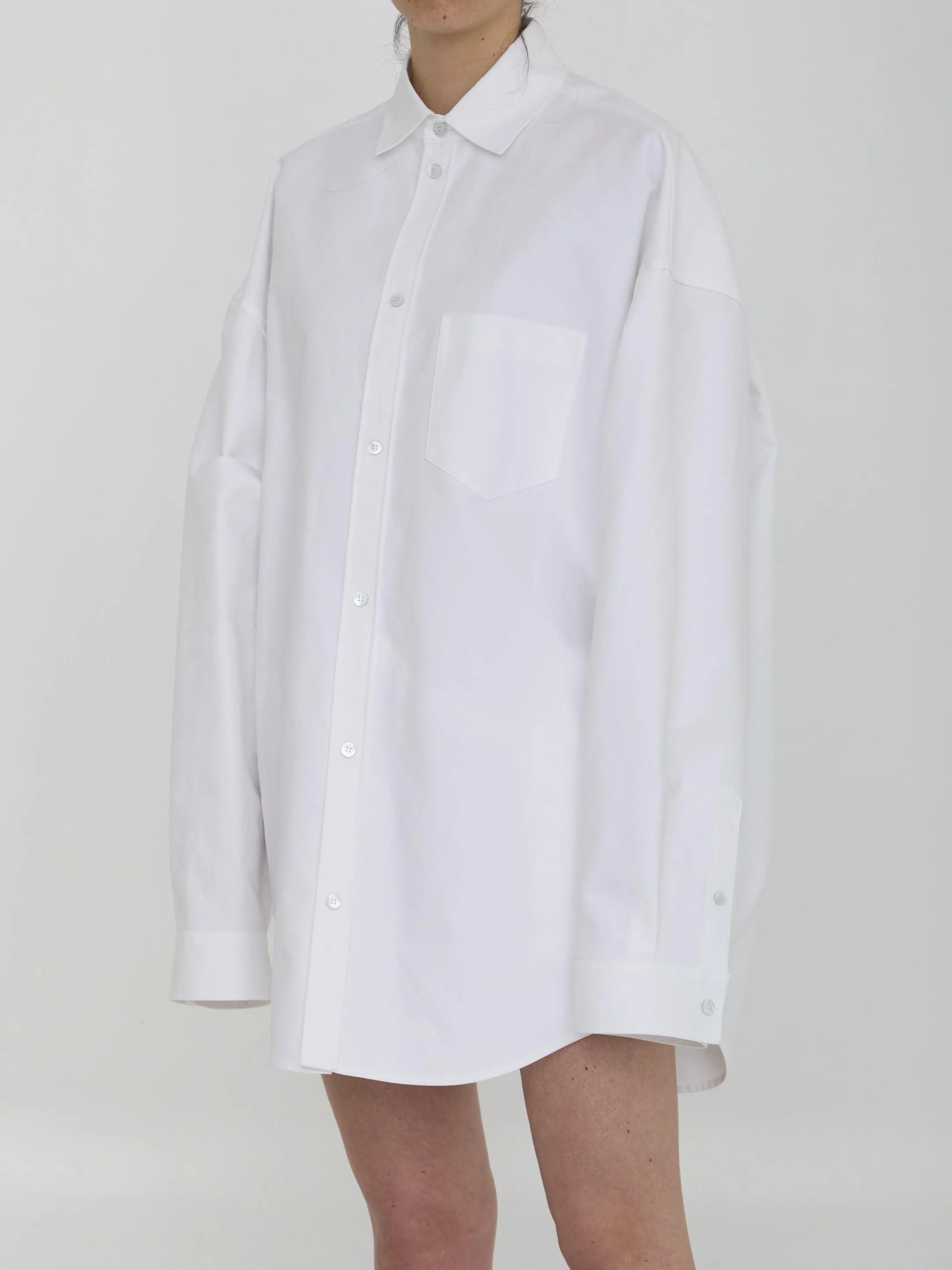 Balenciaga Drop Shoulder Cotton Outerwear Shirt