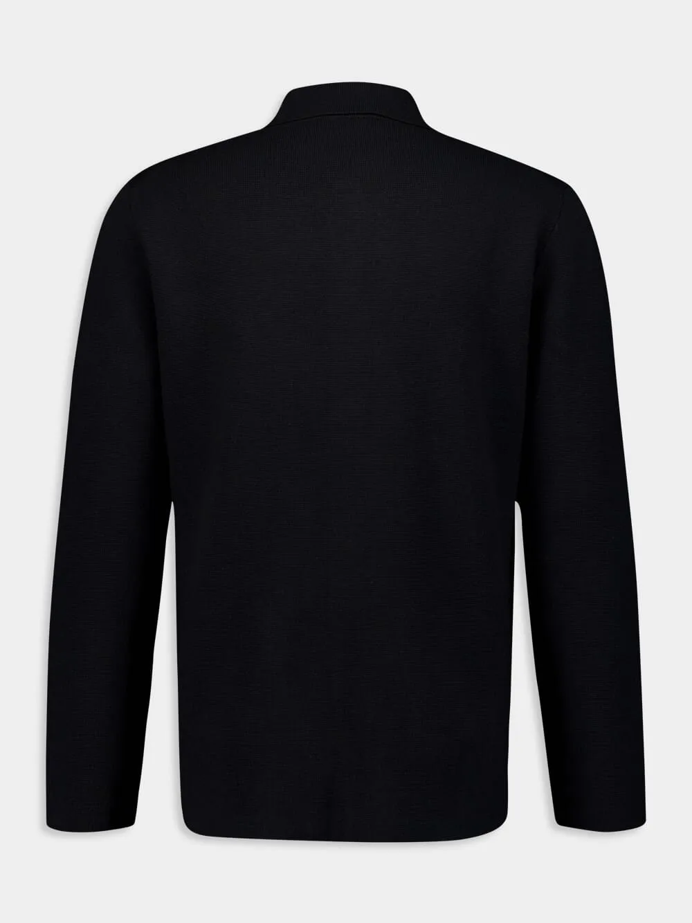 Black Wool Long-Sleeve Shirt