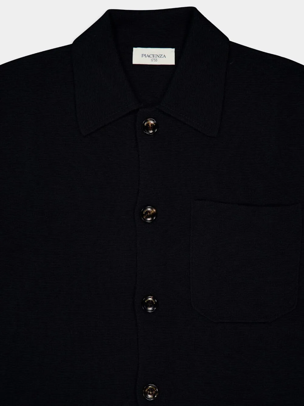 Black Wool Long-Sleeve Shirt