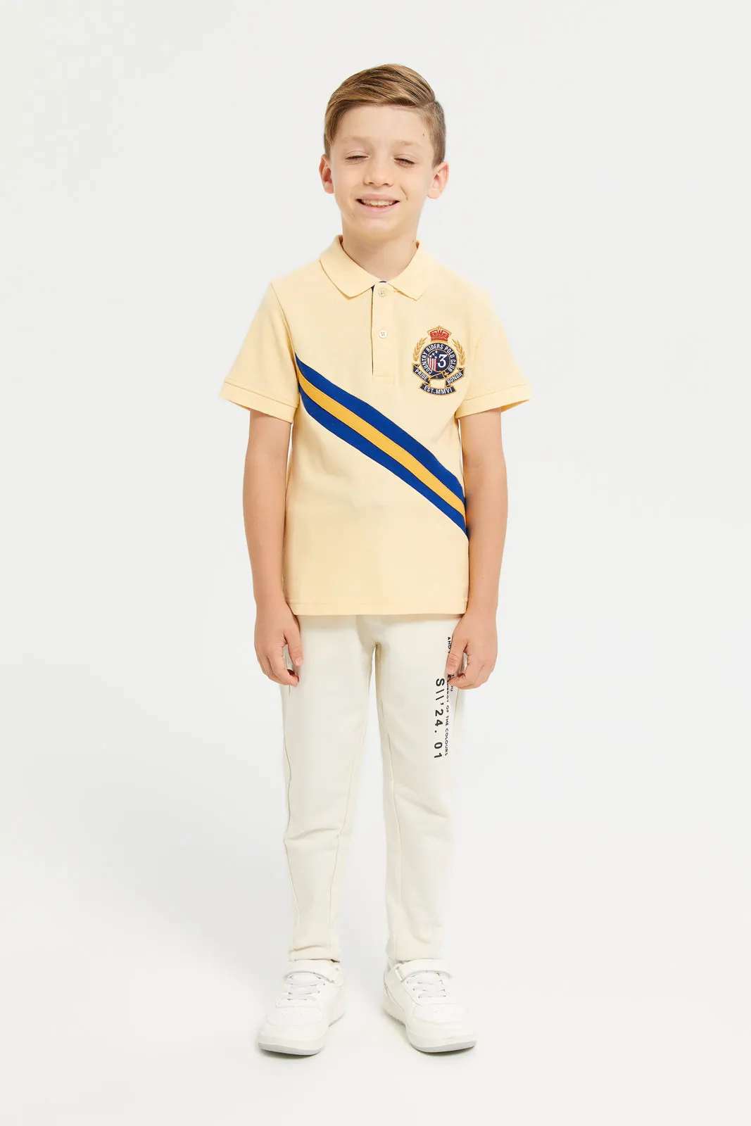 Boys Yellow Embroidered Polo T-Shirt