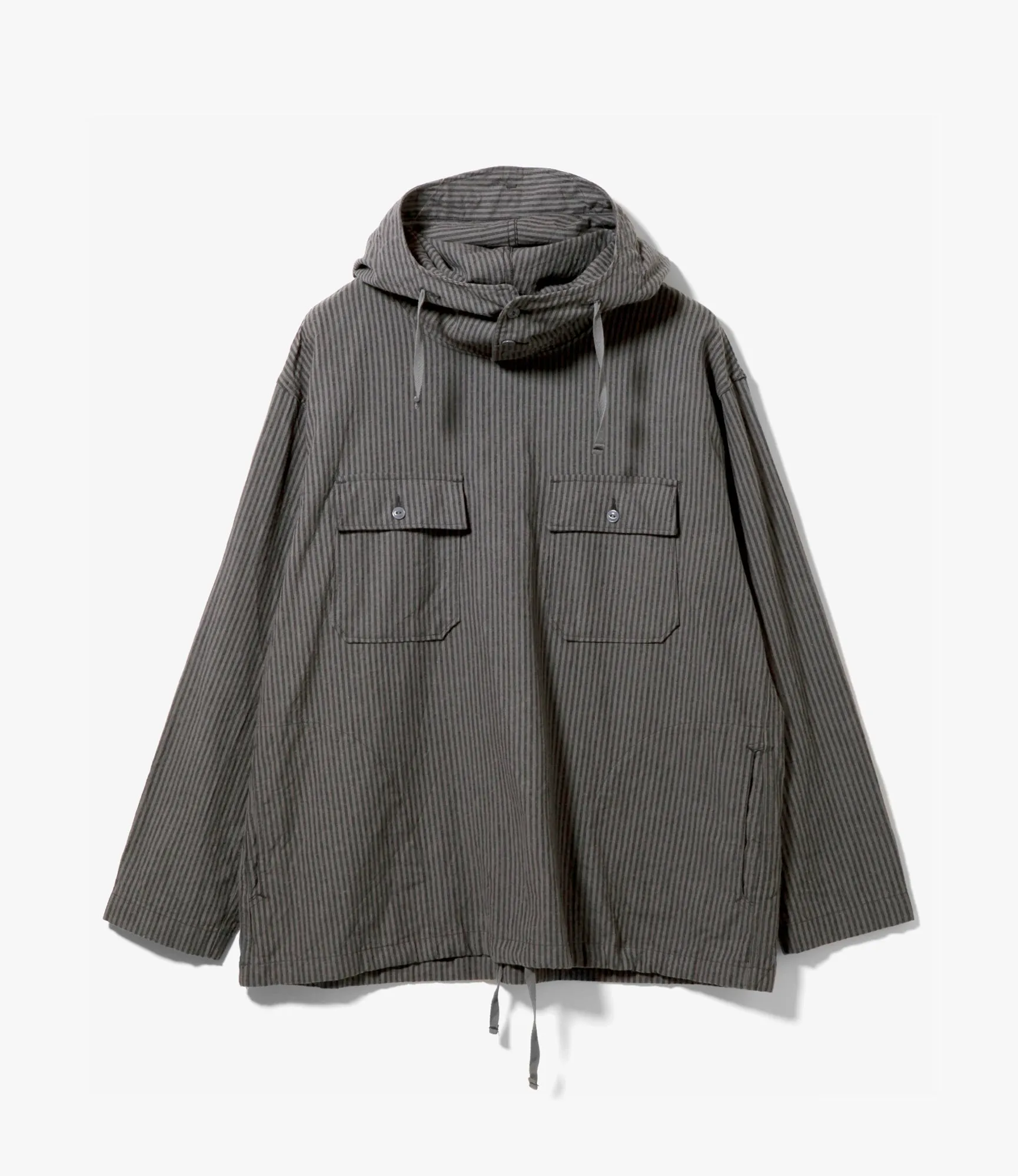 Cagoule Shirt – Charcoal/Grey Stripe Linen Cotton