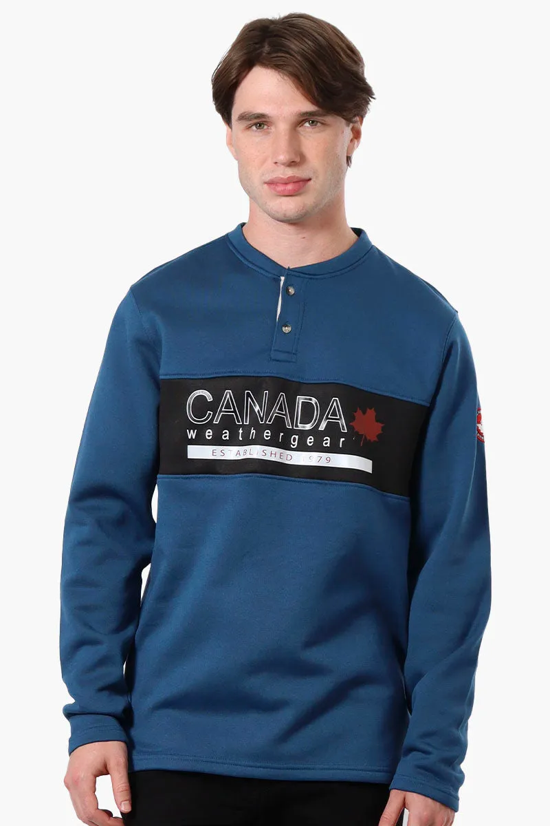 Canada Weather Gear Fleece Henley Sweatshirt - Navy