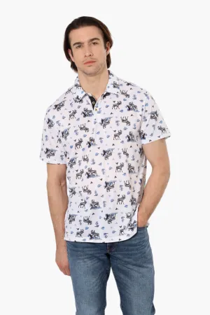 Canada Weather Gear Moose Pattern Polo Shirt - White