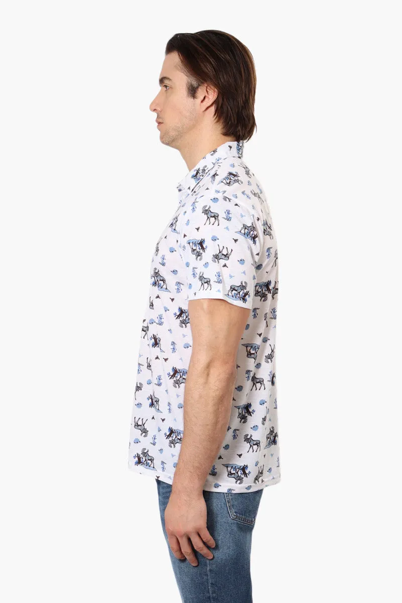 Canada Weather Gear Moose Pattern Polo Shirt - White