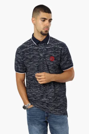 Canada Weather Gear Patterned Stripe Detail Polo Shirt - Navy