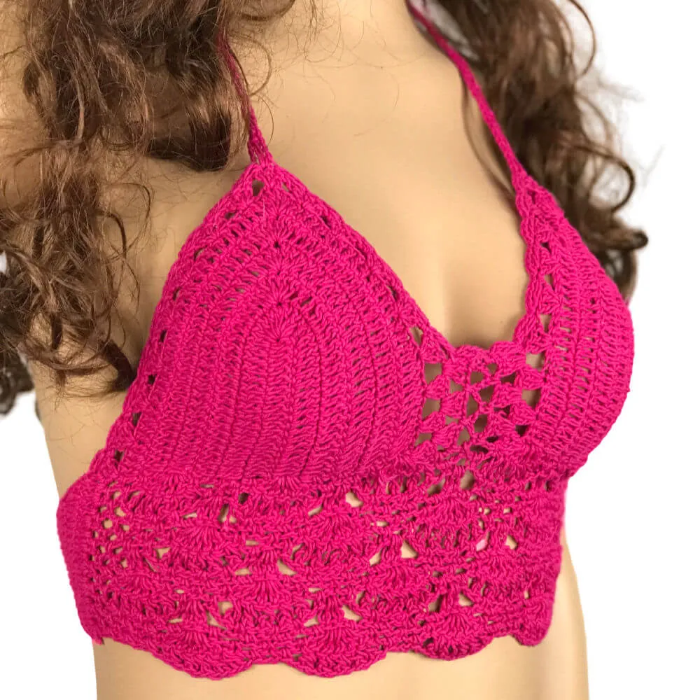 Crochet Shell Halter Crop Top