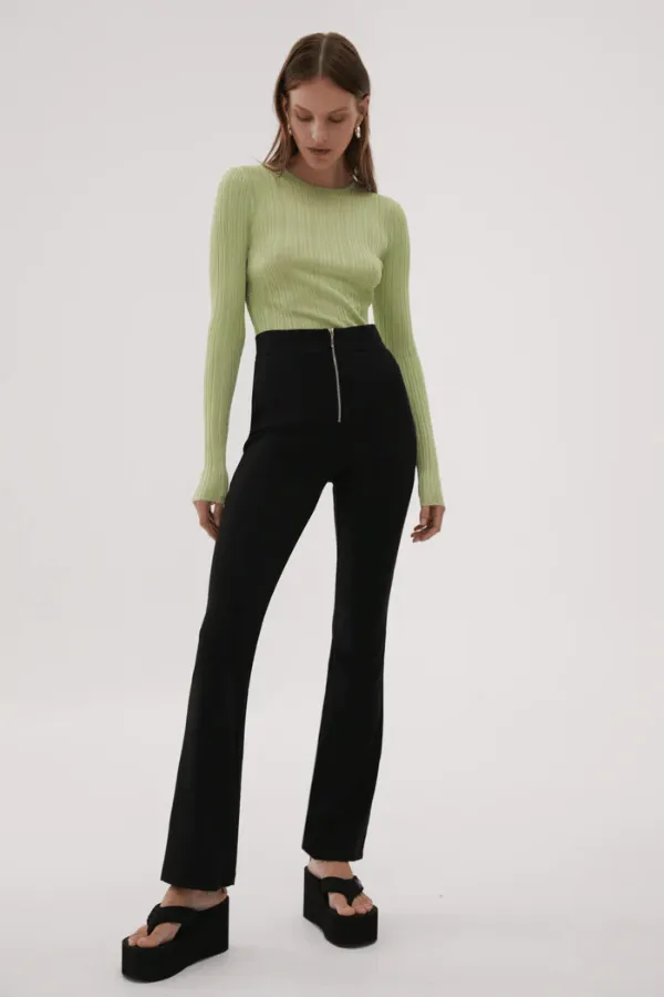 Eglantine Sheer Knit Top Soft Lime