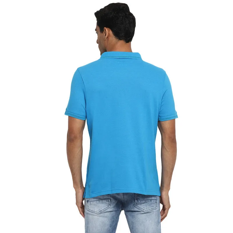 Essentials Blue Printed Round Neck T-Shirts (38841)