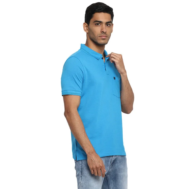 Essentials Blue Printed Round Neck T-Shirts (38841)