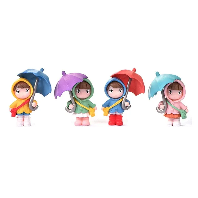 Fairy Garden Terrarium Resin Miniature Umbrella Kids x 4pcs