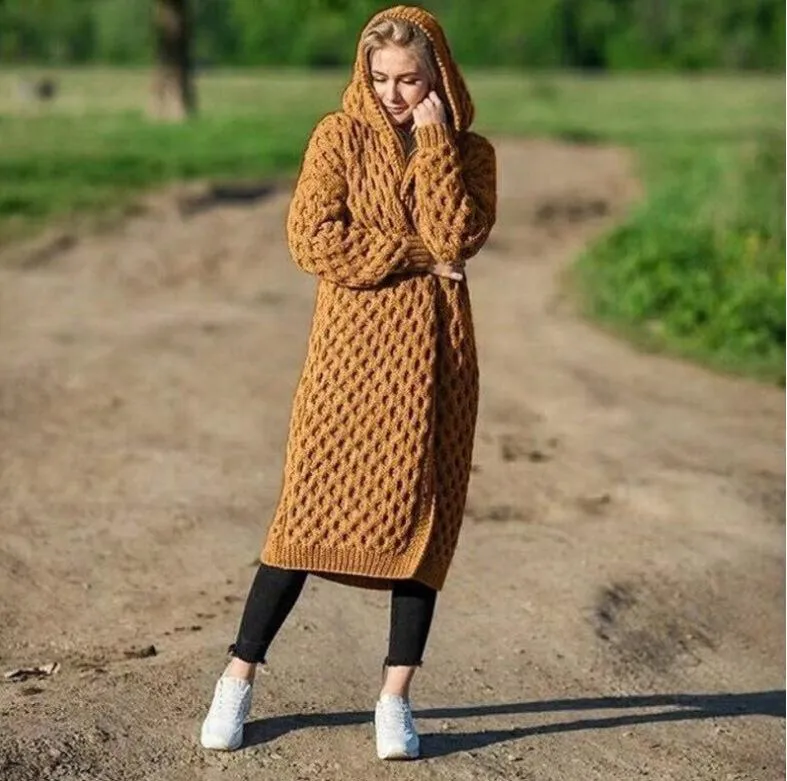 Fashion Women Knitting Long Cardigan Overcoat