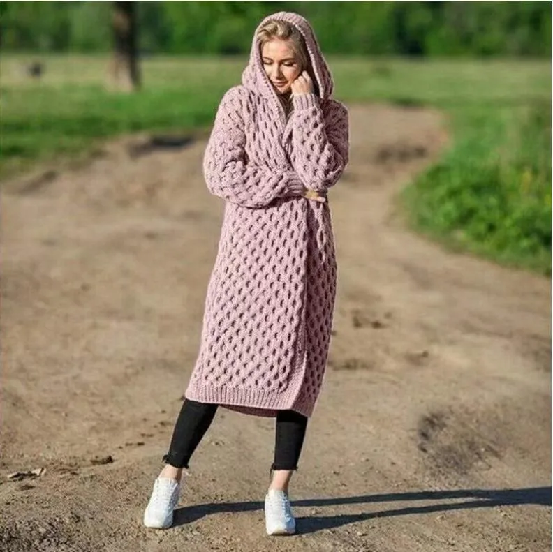 Fashion Women Knitting Long Cardigan Overcoat