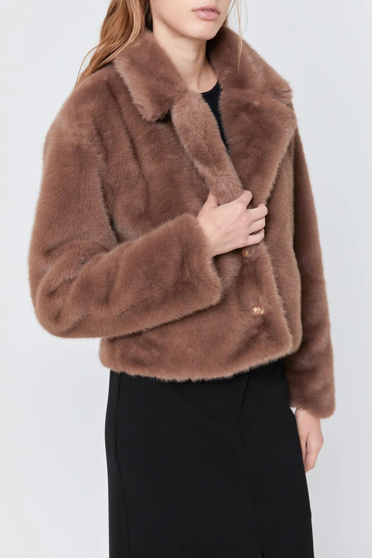 Faux Fur Buttoned Jacket