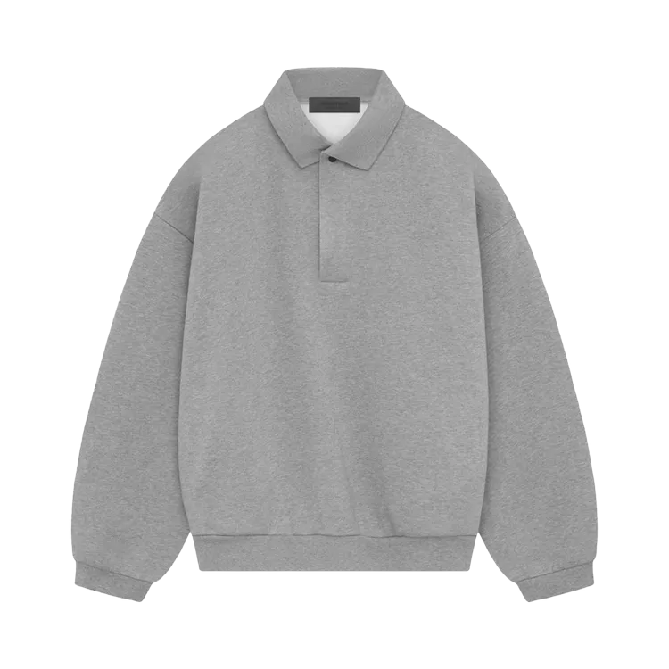 Fear Of God Essentials Fear of God Essentials Long-Sleeve 'Dark Heather Oatmeal' Polo, Gray