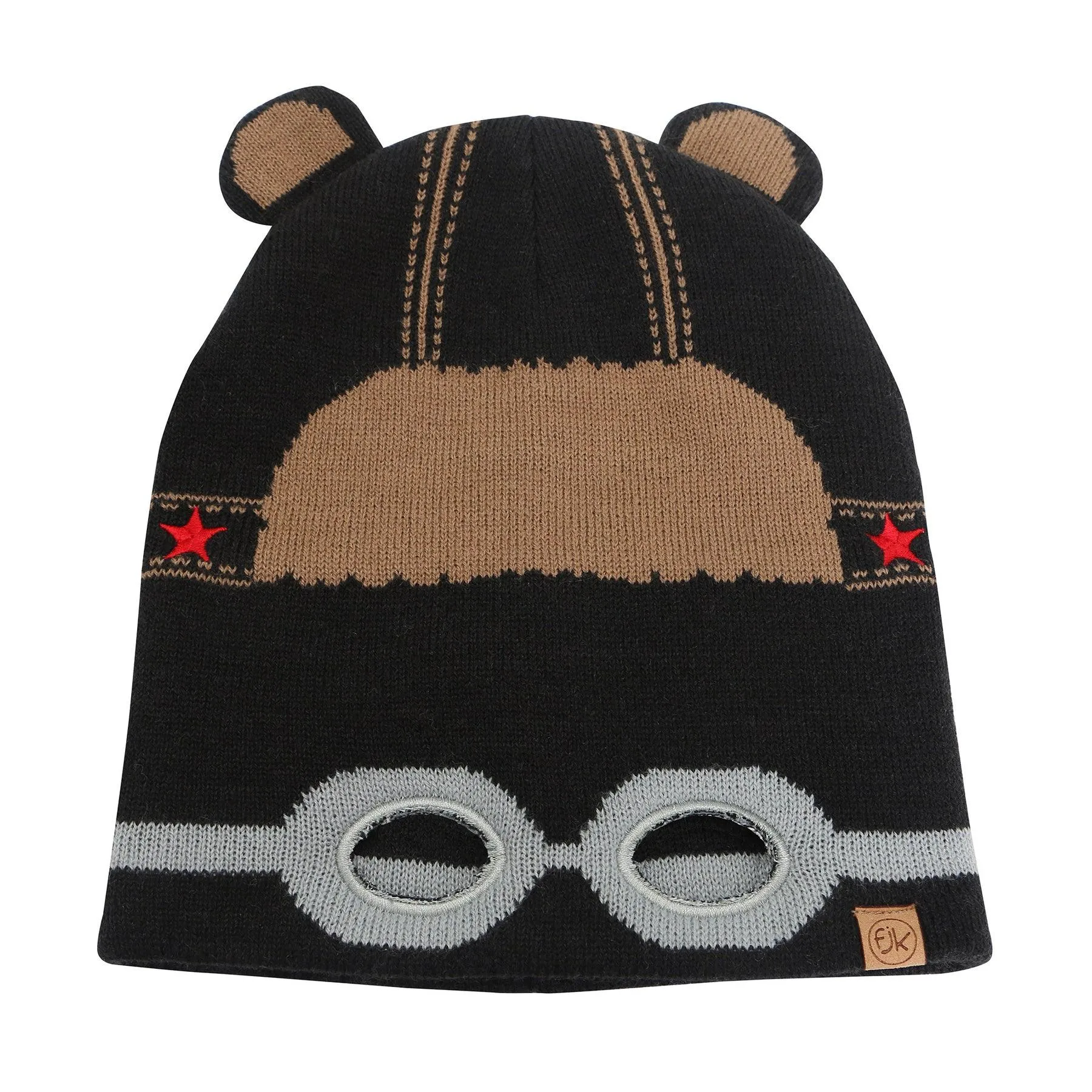 Flapjack Kids Knitted Toque Black Bear Med/Lrg