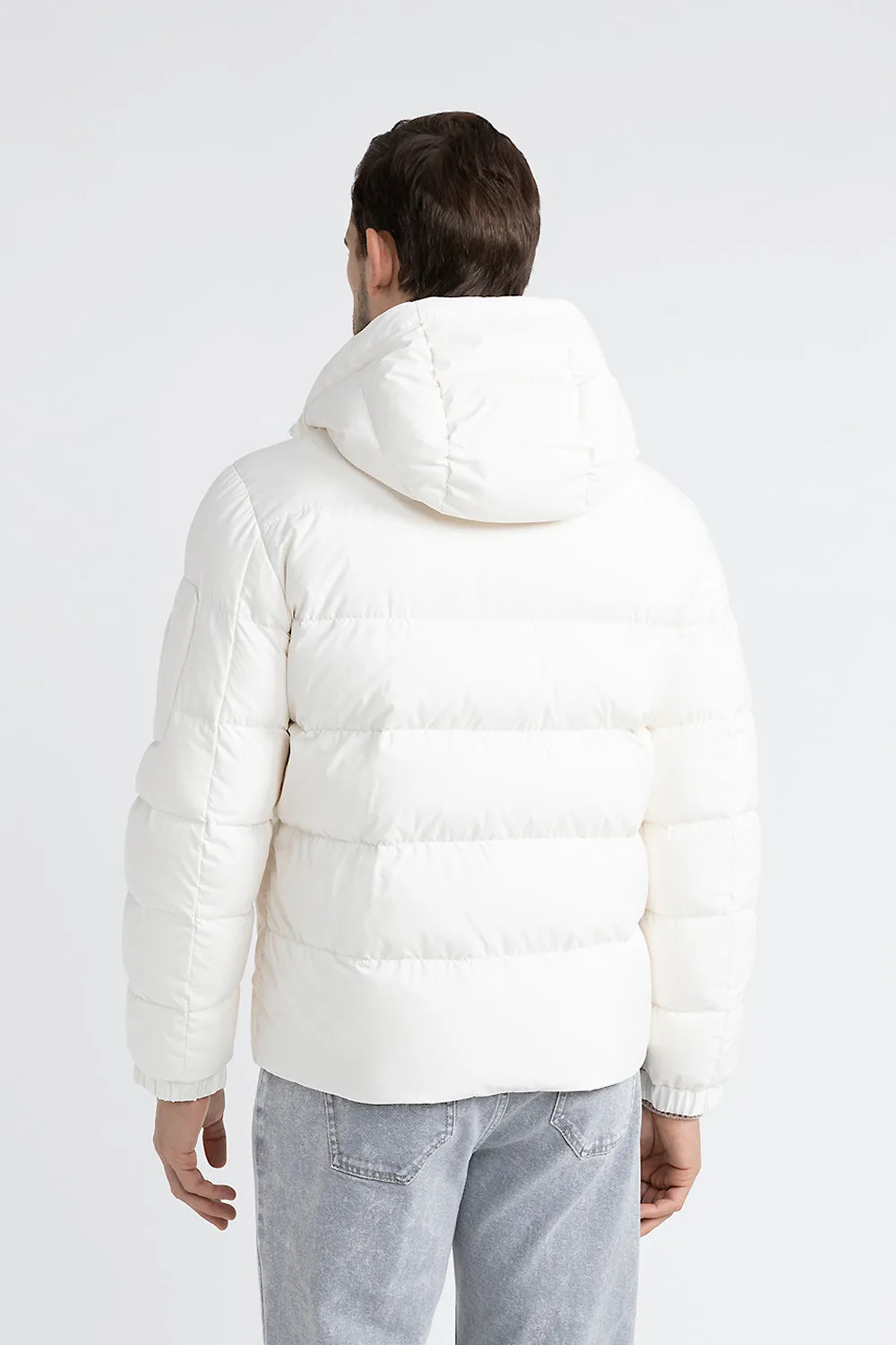 Goose down jacket in anti-drop technical microfiber