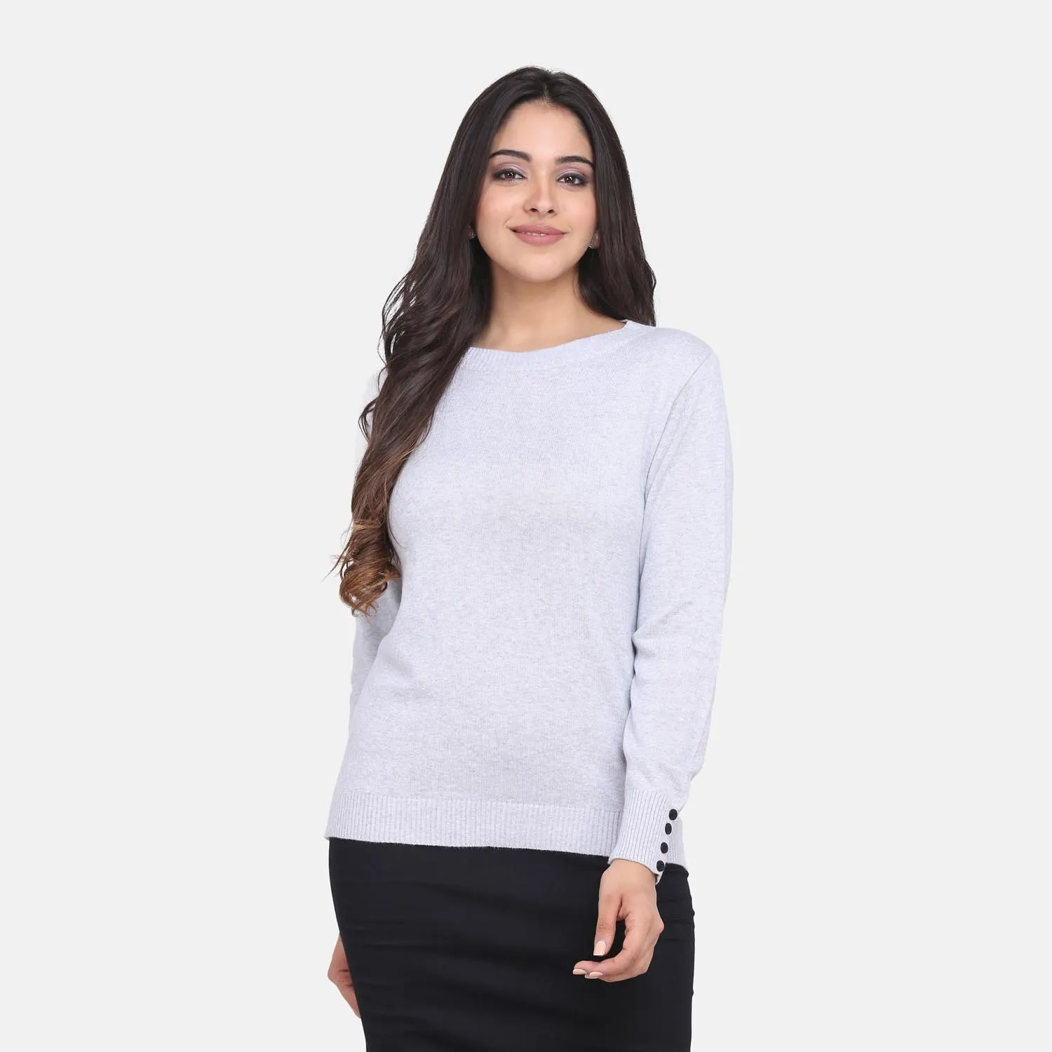 Grey Cotton Pullover for winter Work wear for Women