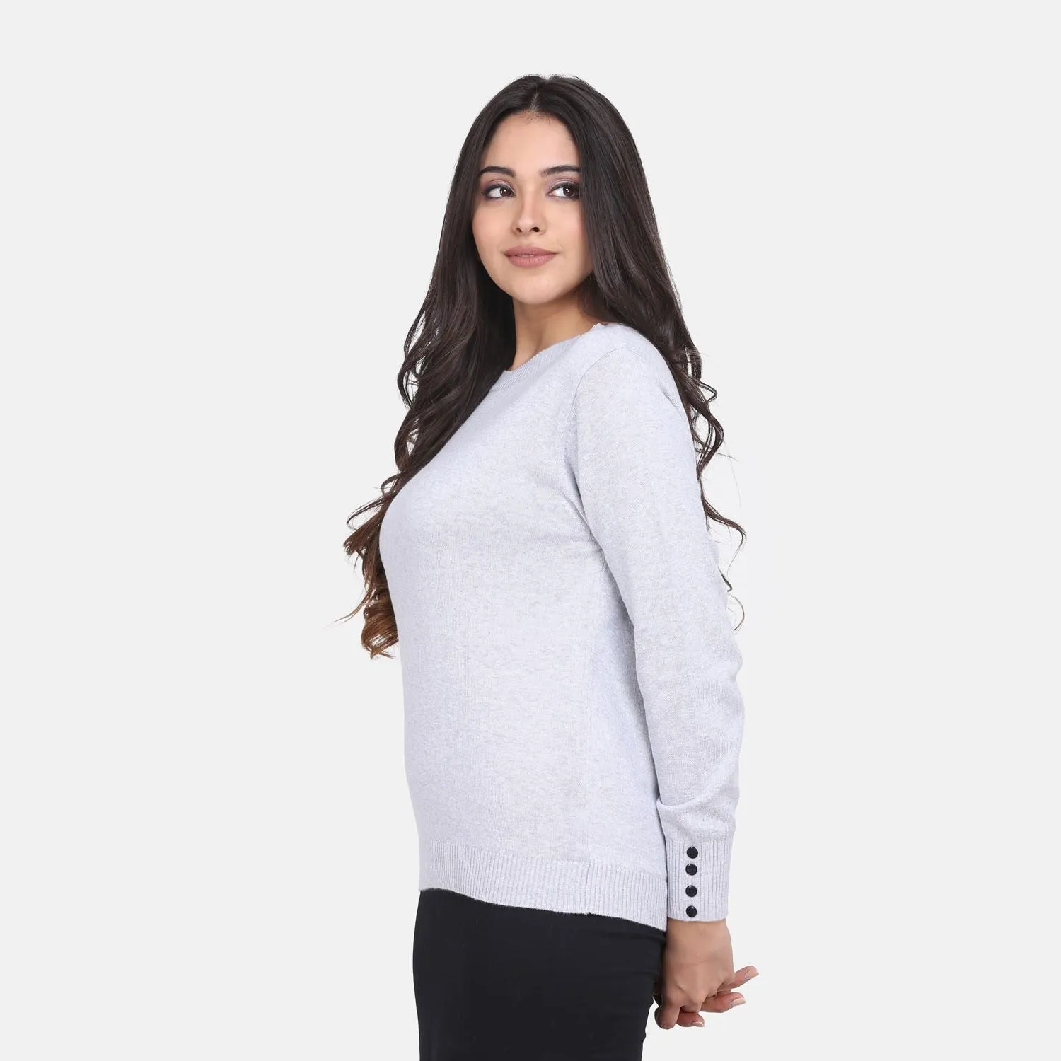 Grey Cotton Pullover for winter Work wear for Women