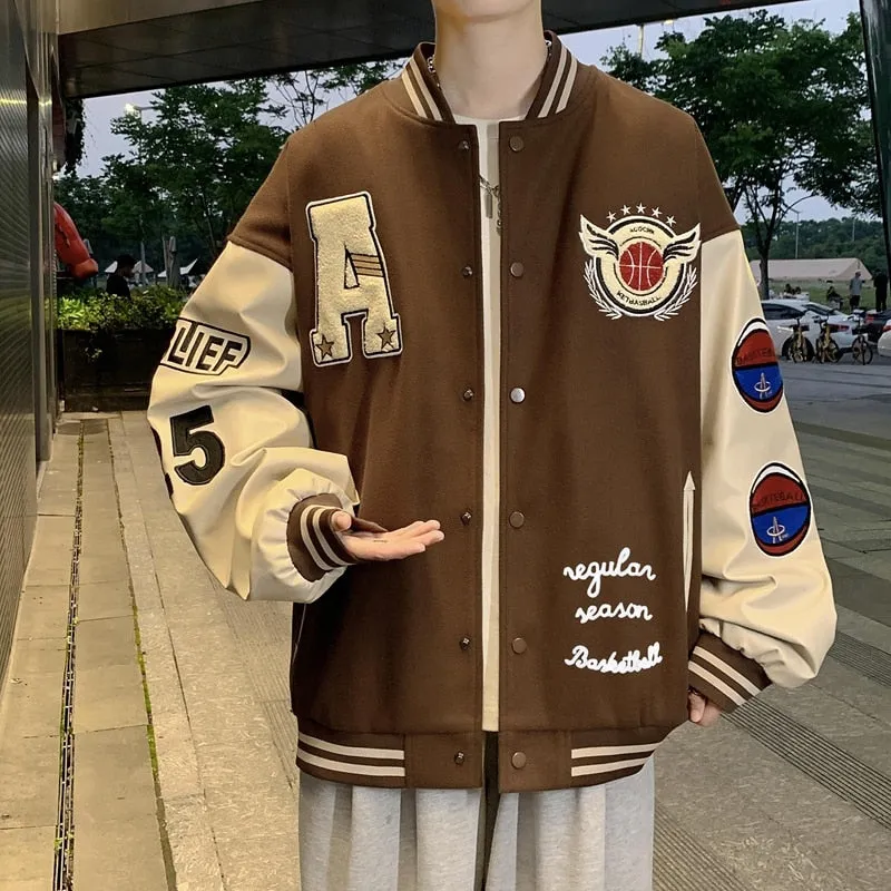 Hip Hop Casual Baseball Jackets Men Embroidered Baseball Coat Bomber Clothing For Mens Fashion Casual Couple Varsity Jacket