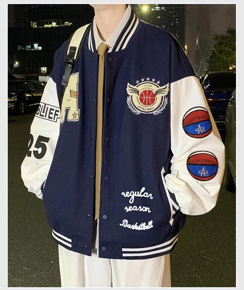 Hip Hop Casual Baseball Jackets Men Embroidered Baseball Coat Bomber Clothing For Mens Fashion Casual Couple Varsity Jacket