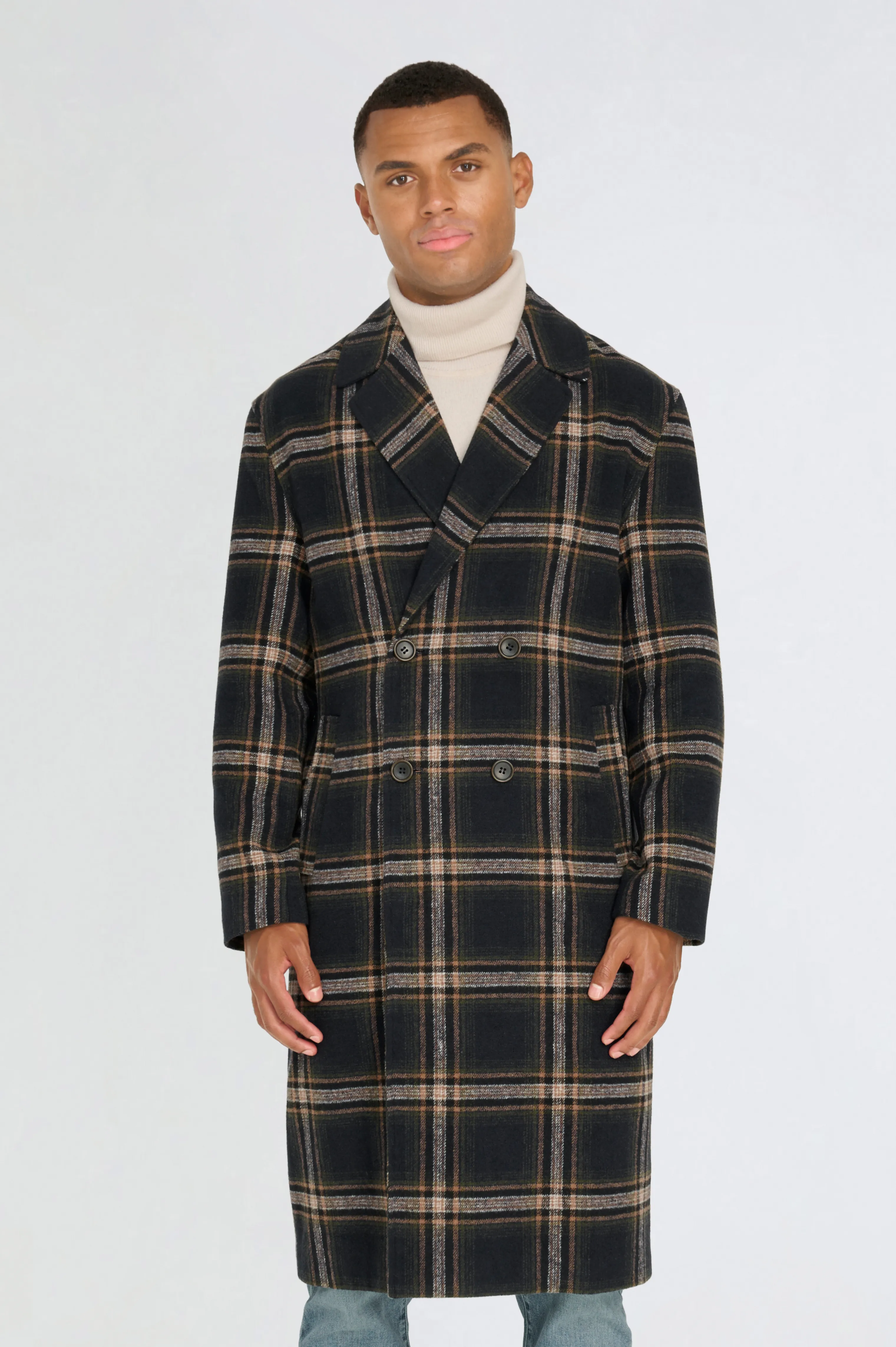 Jacob Fashion Wool Coat with Check Print