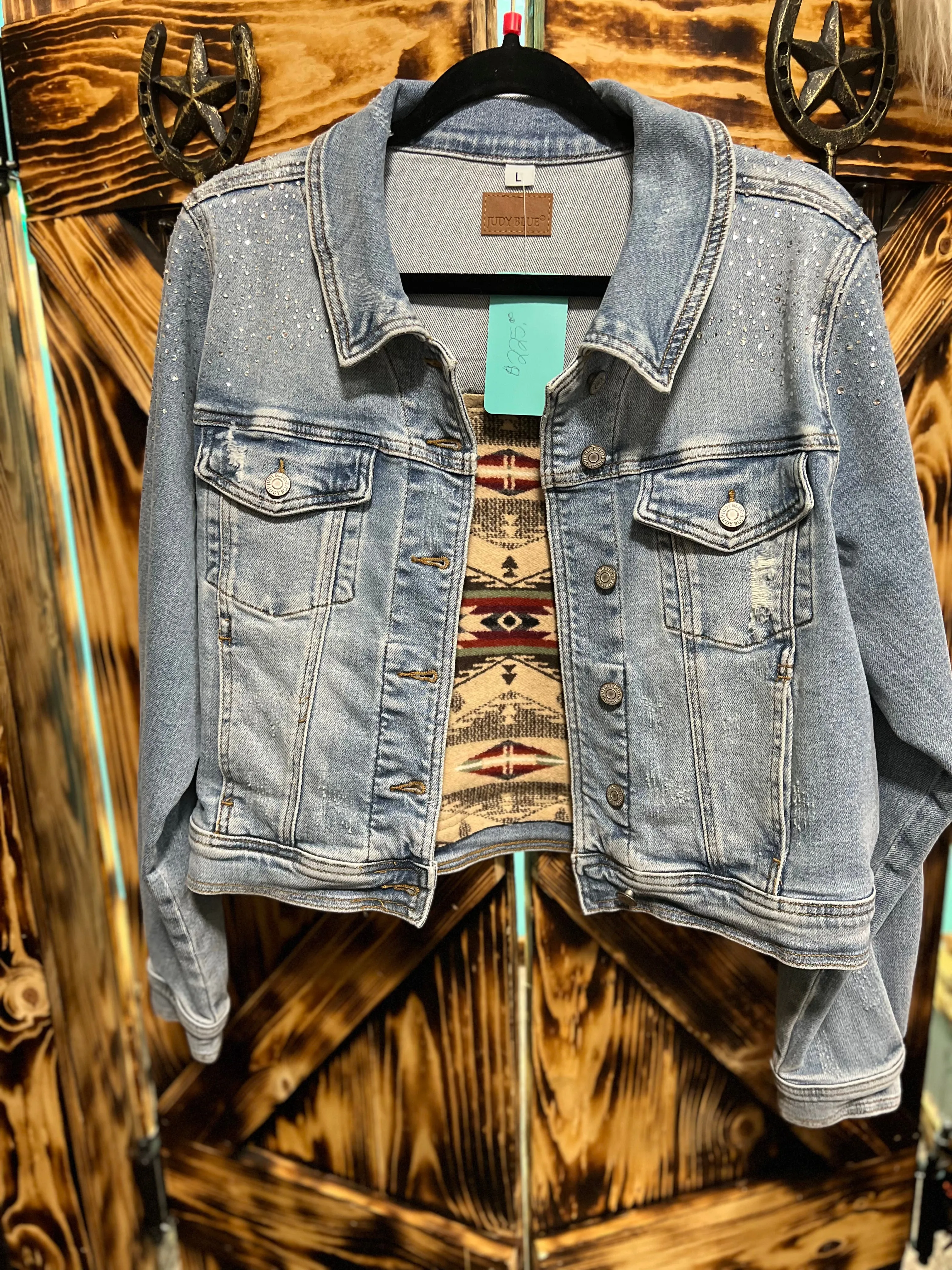 Judy Blue Rhinestone Pendleton Denim Jacket