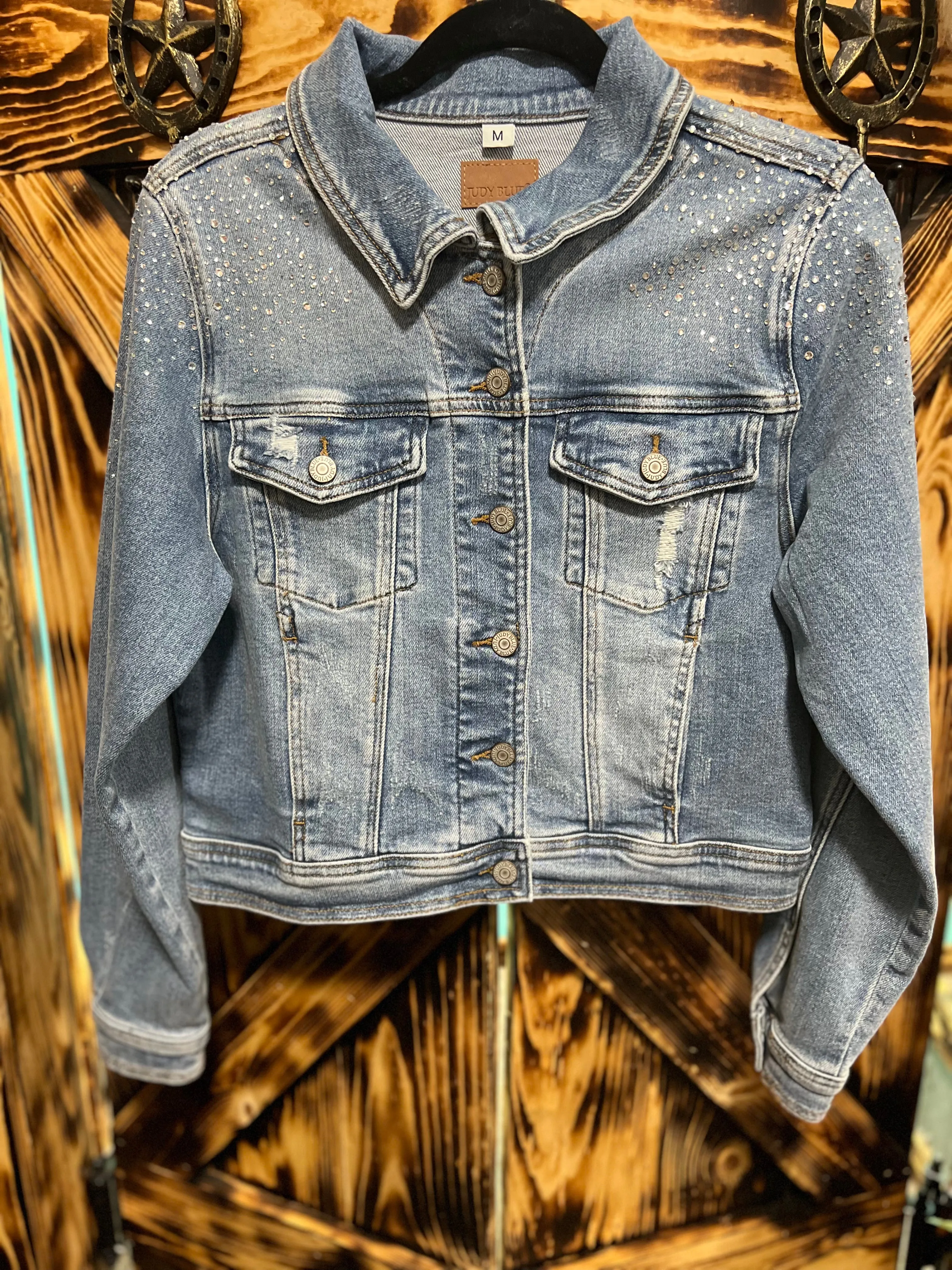 Judy Blue Rhinestone Pendleton Denim Jacket