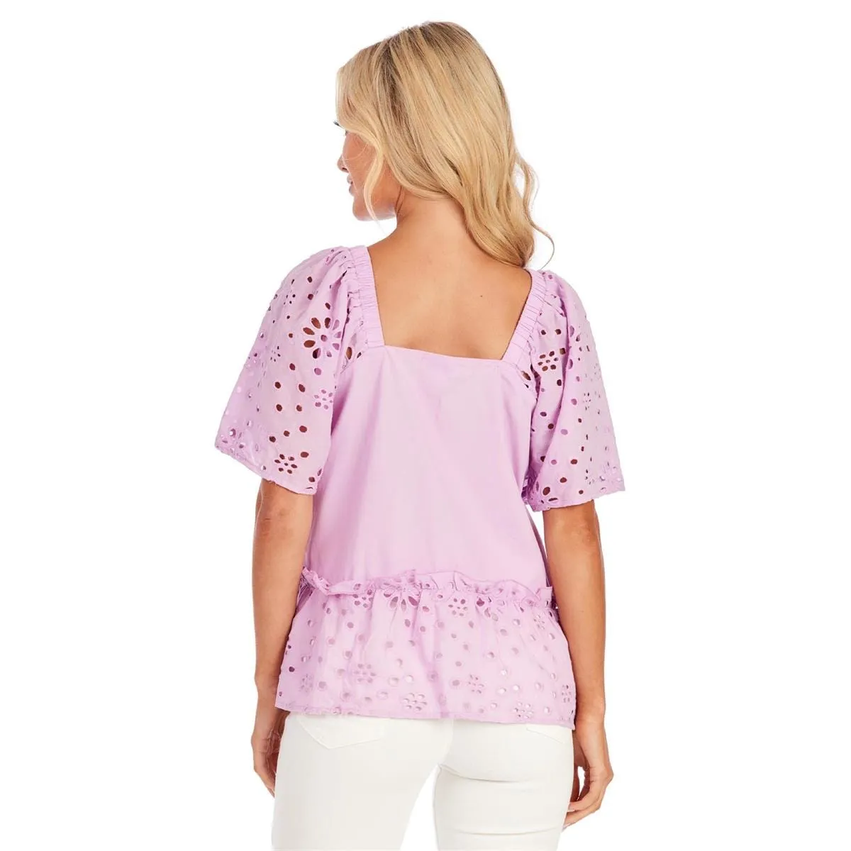 Kieran Eyelet Top in Lilac