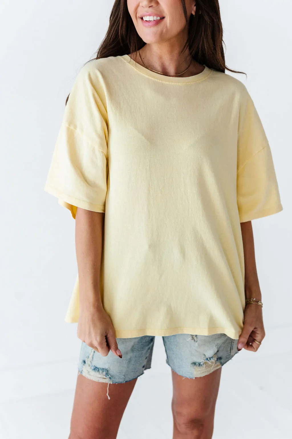 Lisa Oversized Boyfriend Tee in Pastel Yellow