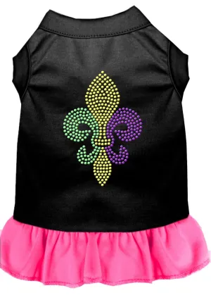 Mardi Gras Fleur De Lis Rhinestone Dress Black With Bright Pink Xs (8)