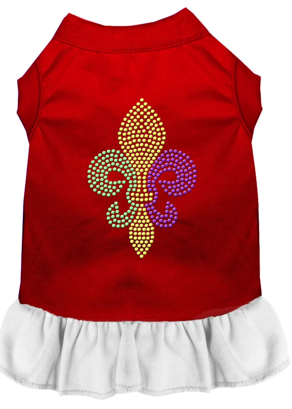 Mardi Gras Fleur De Lis Rhinestone Dress Red With White Xxl (18)