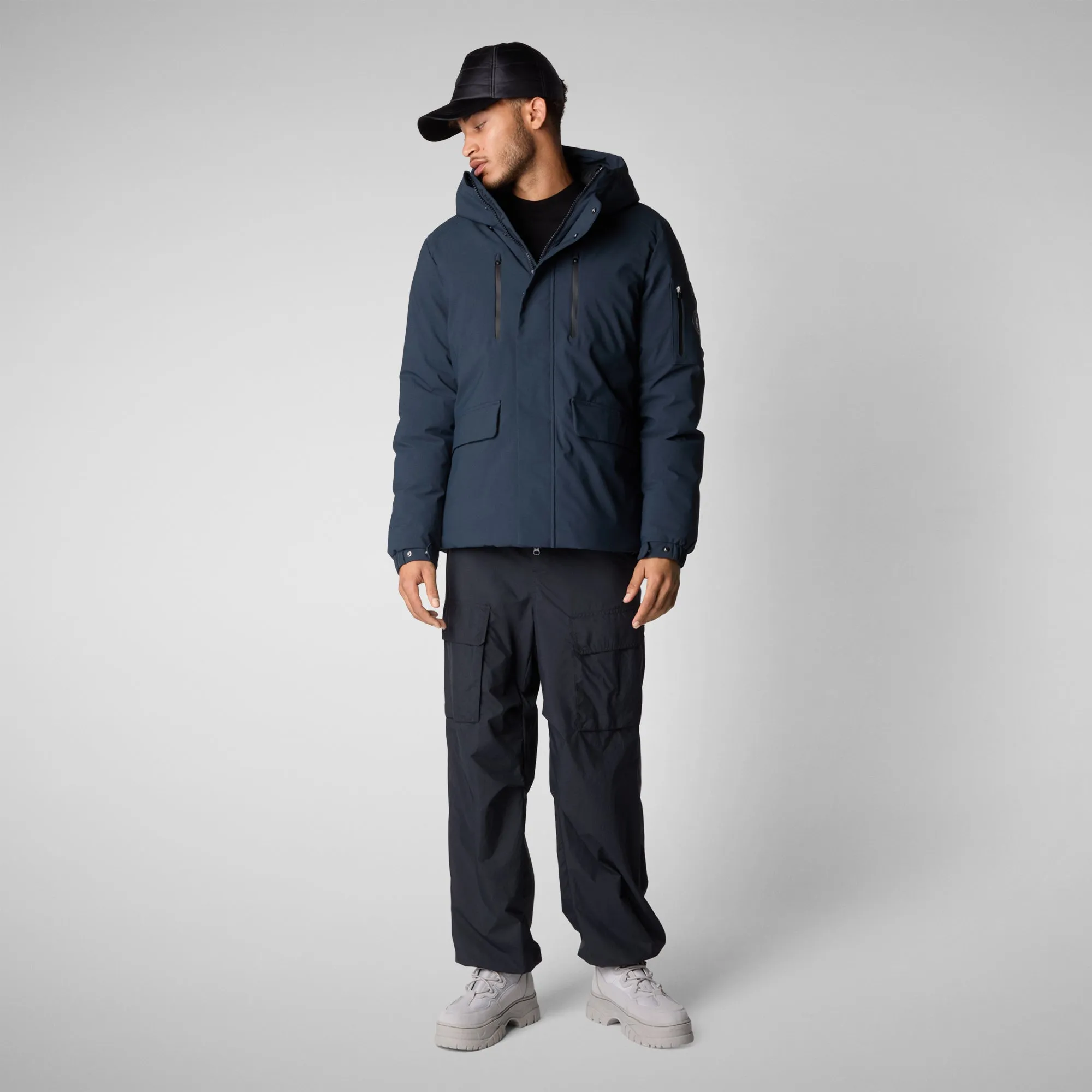 Men's  hooded parka Hiram in blue black