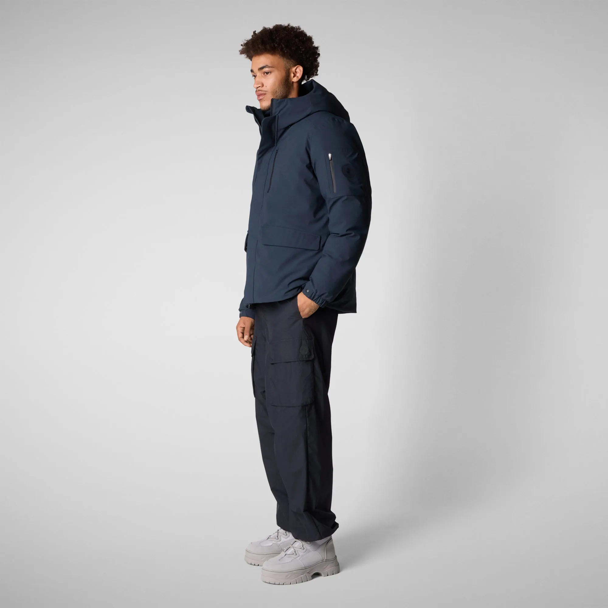 Men's  hooded parka Hiram in blue black