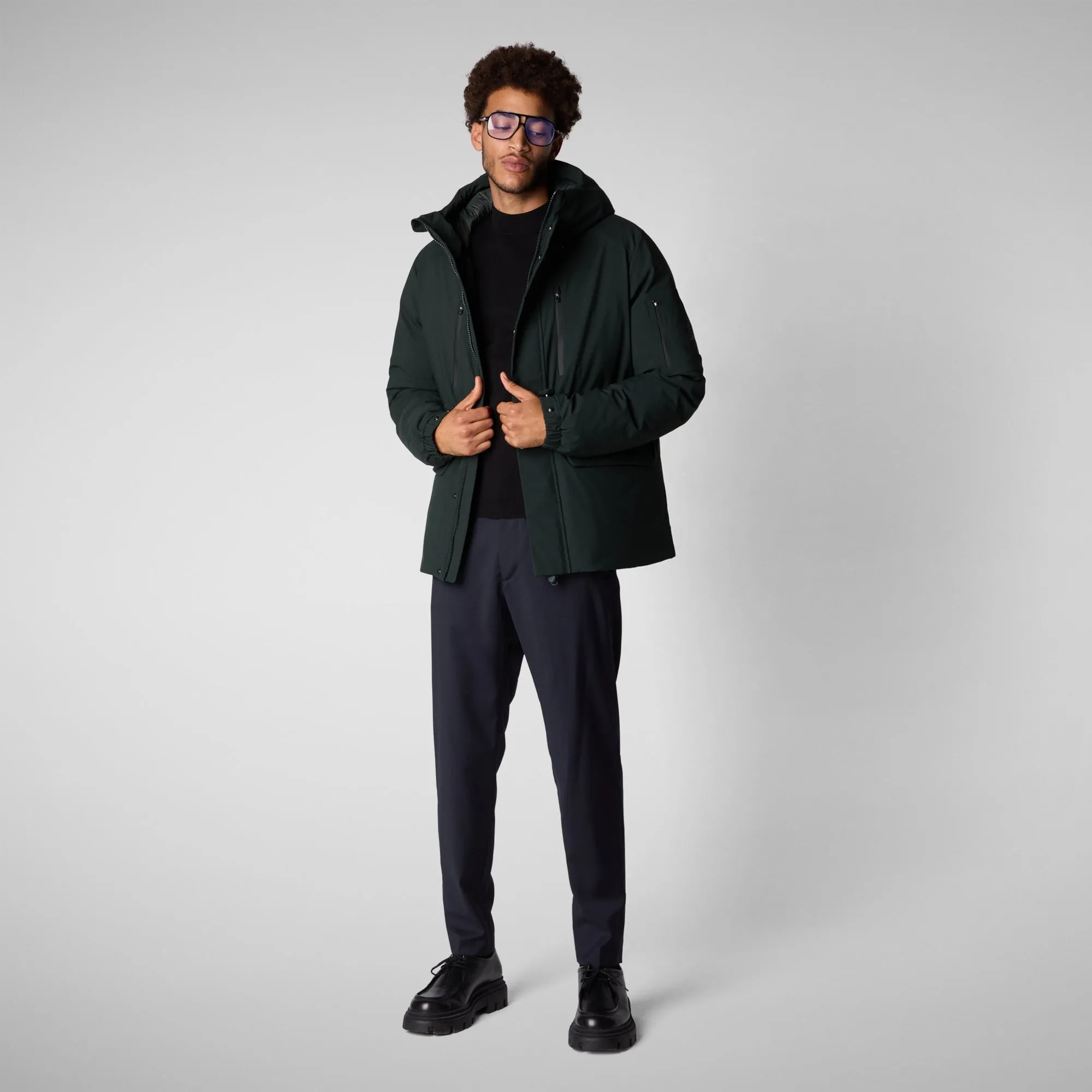 Men's  hooded parka Hiram in green black