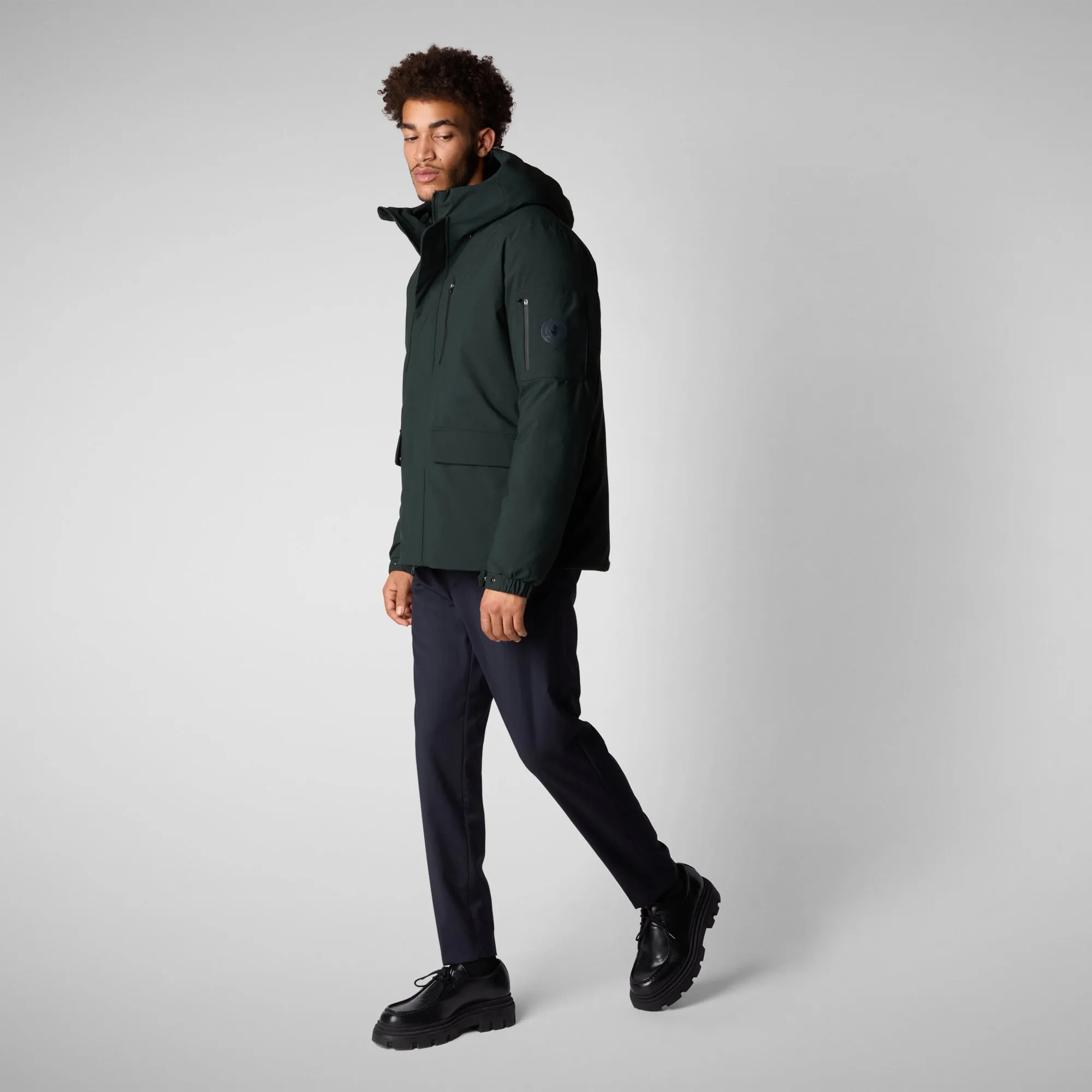 Men's  hooded parka Hiram in green black