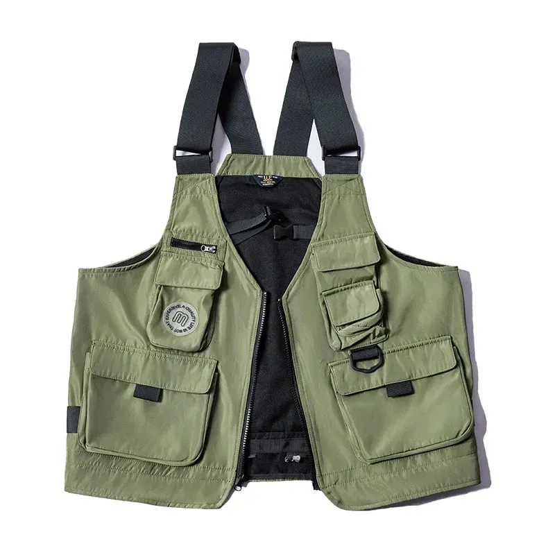 Men's Multi-pocket Tactical Vest Jacket & Bag with Wide Shoulder Strap