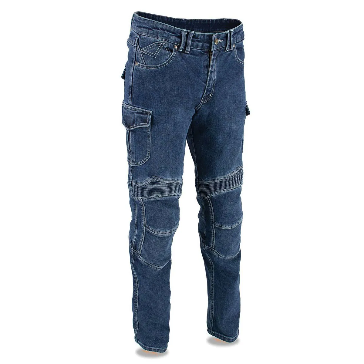 Milwaukee Leather MDM5013 Men's Blue Knee Flex Armored Straight Cut Motorcycle Denim Jeans Reinforced with Aramid Fibers