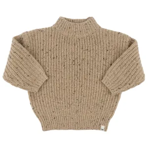 oh baby! Speckle Knit Grandpa Knitted Pullover Sweater - Oat