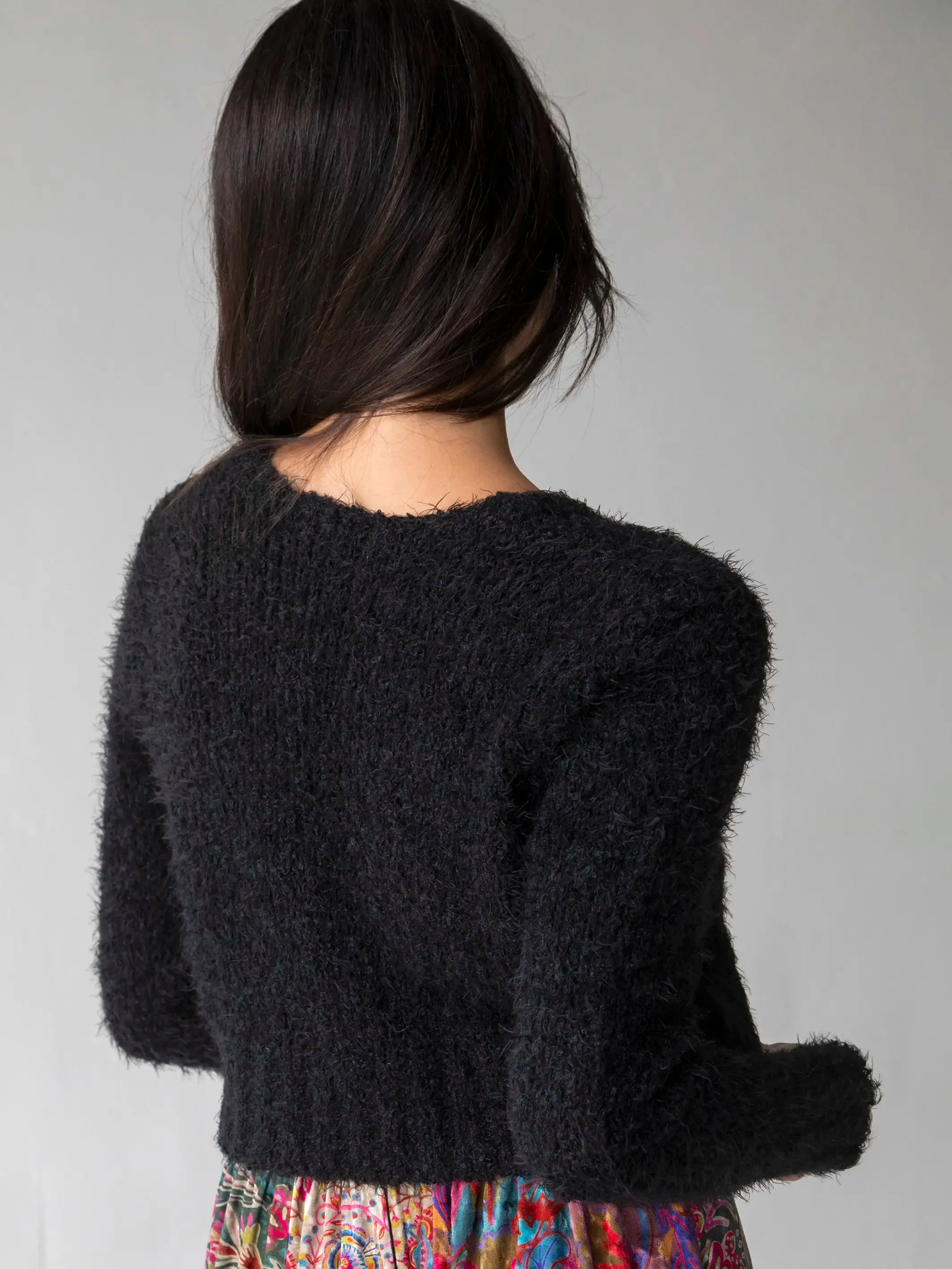 Oh So Soft Tie-Front Cardigan Sweater - Black