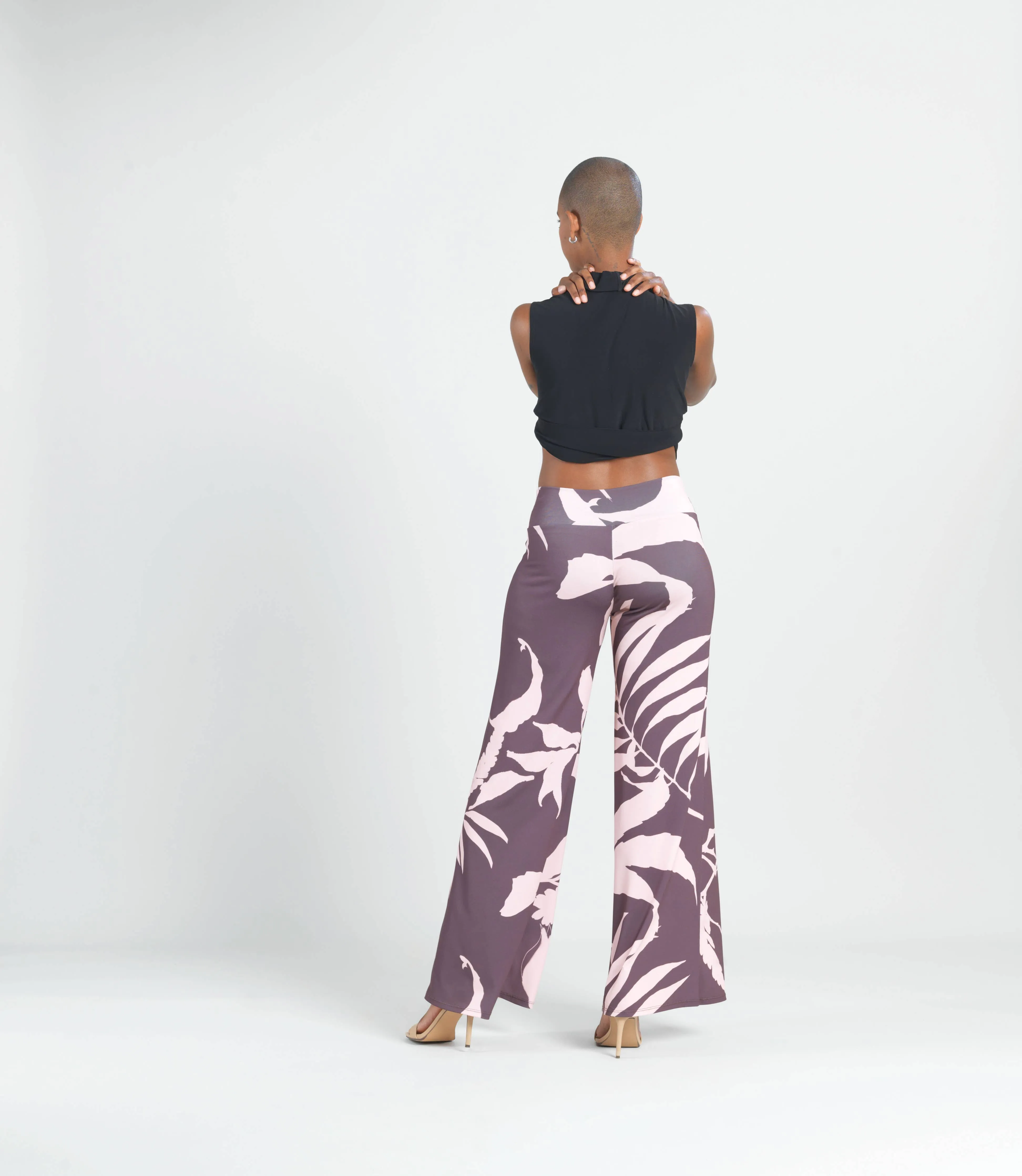 Palazzo Pant - Floral Stem: PINK/COCO / S