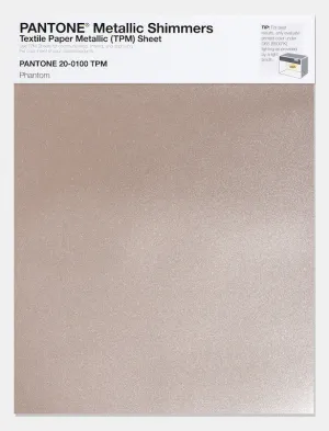 Pantone Metallic Shimmers Textile Paper Metallic Sheet 20-0100 Phantom