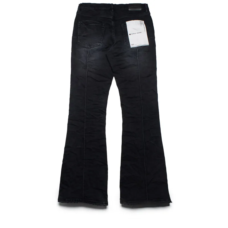 Purple Brand Low Rise Flared Leg Pintuck Flare Overdye Jean - Black