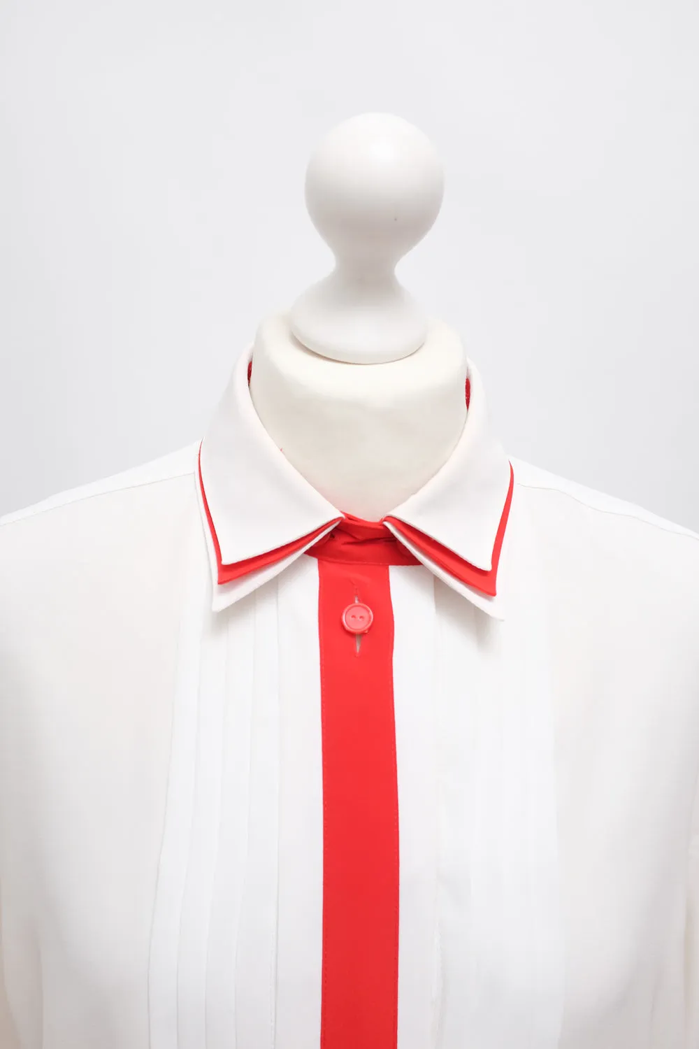 RED DETAILS TRIPLE COLLAR VINTAGE BLOUSE