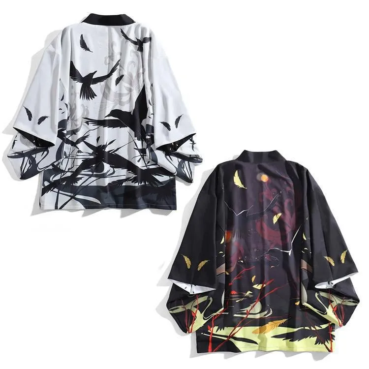 Reversible Day and Night Raven Haori