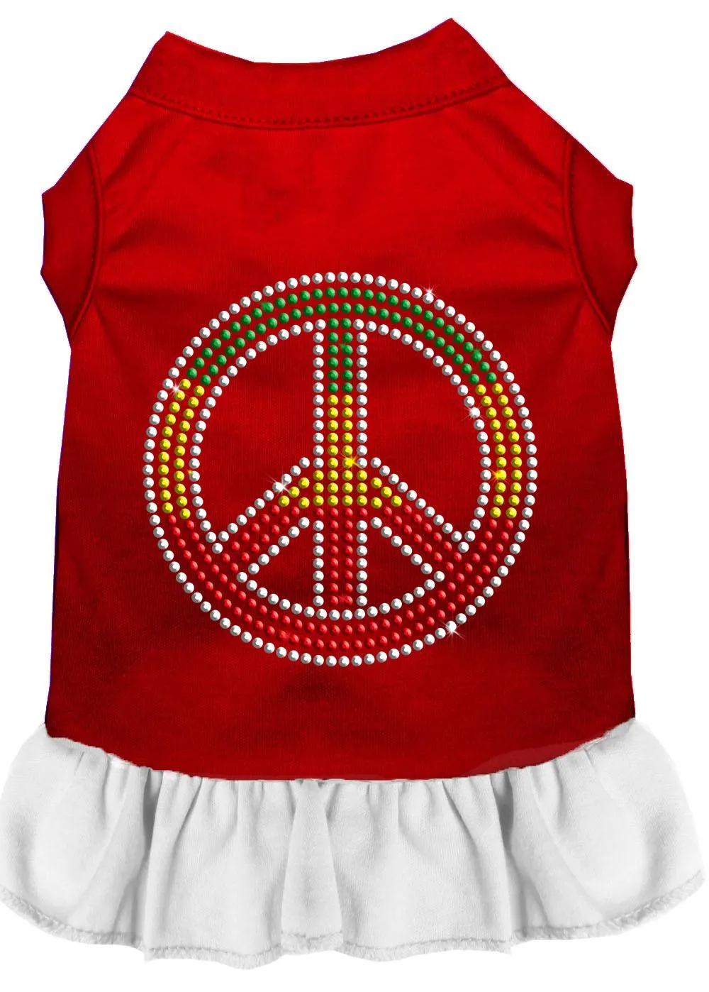 Rhinestone Rasta Peace Dress Red With White Xl (16)