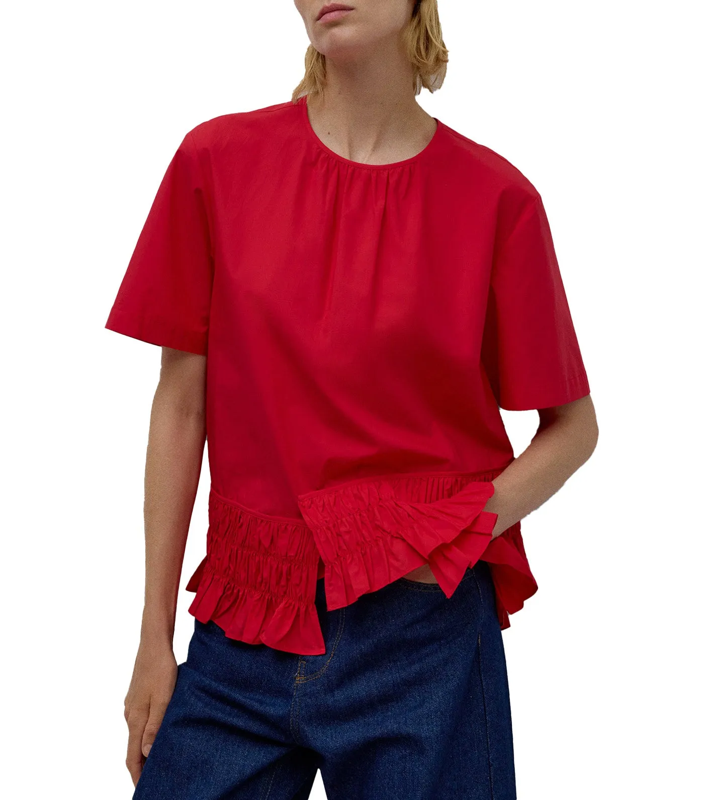 Ruffle Blouse Red