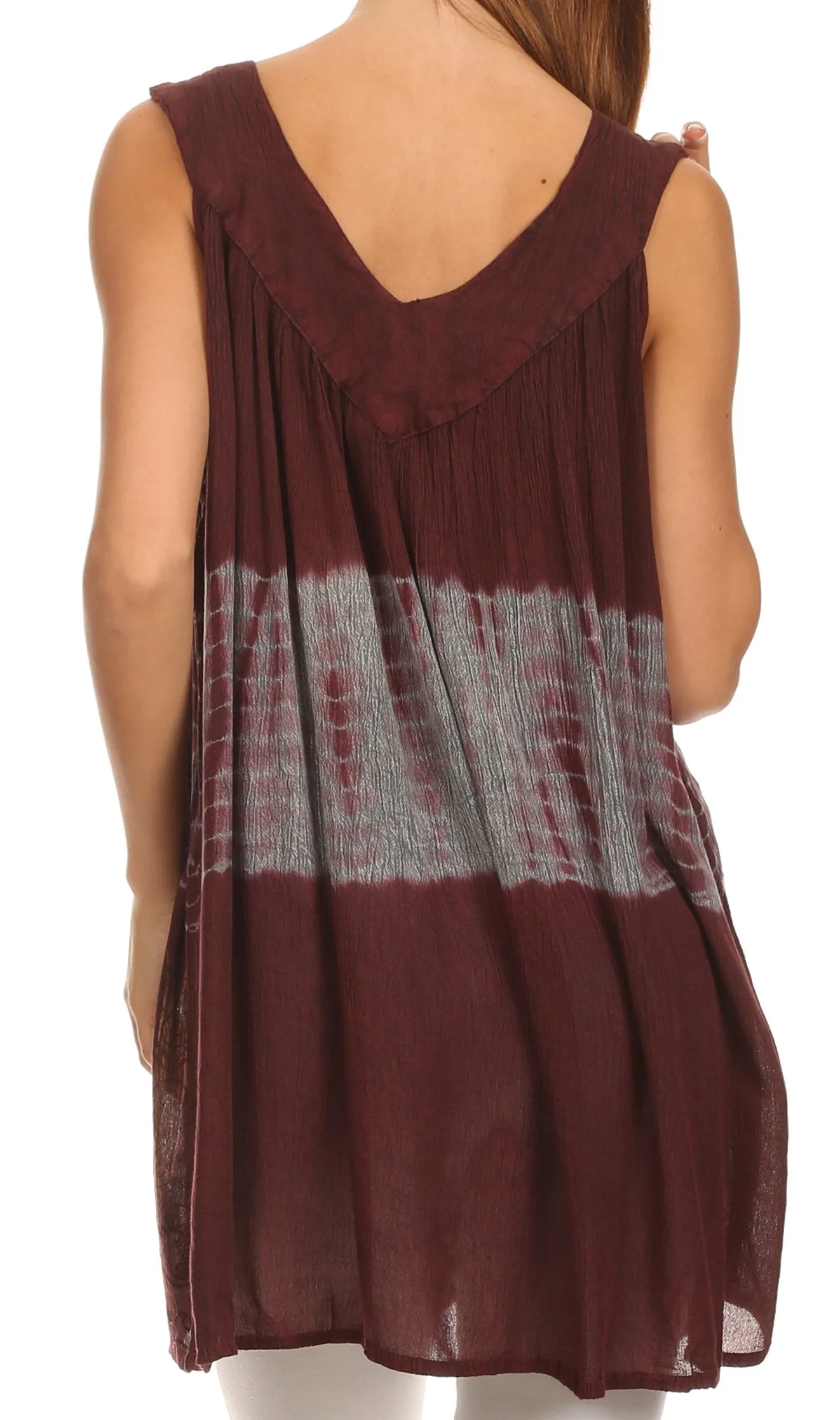 Sakkas Nita Batik Relaxed Fit Scoop Neck Sleeveless Top